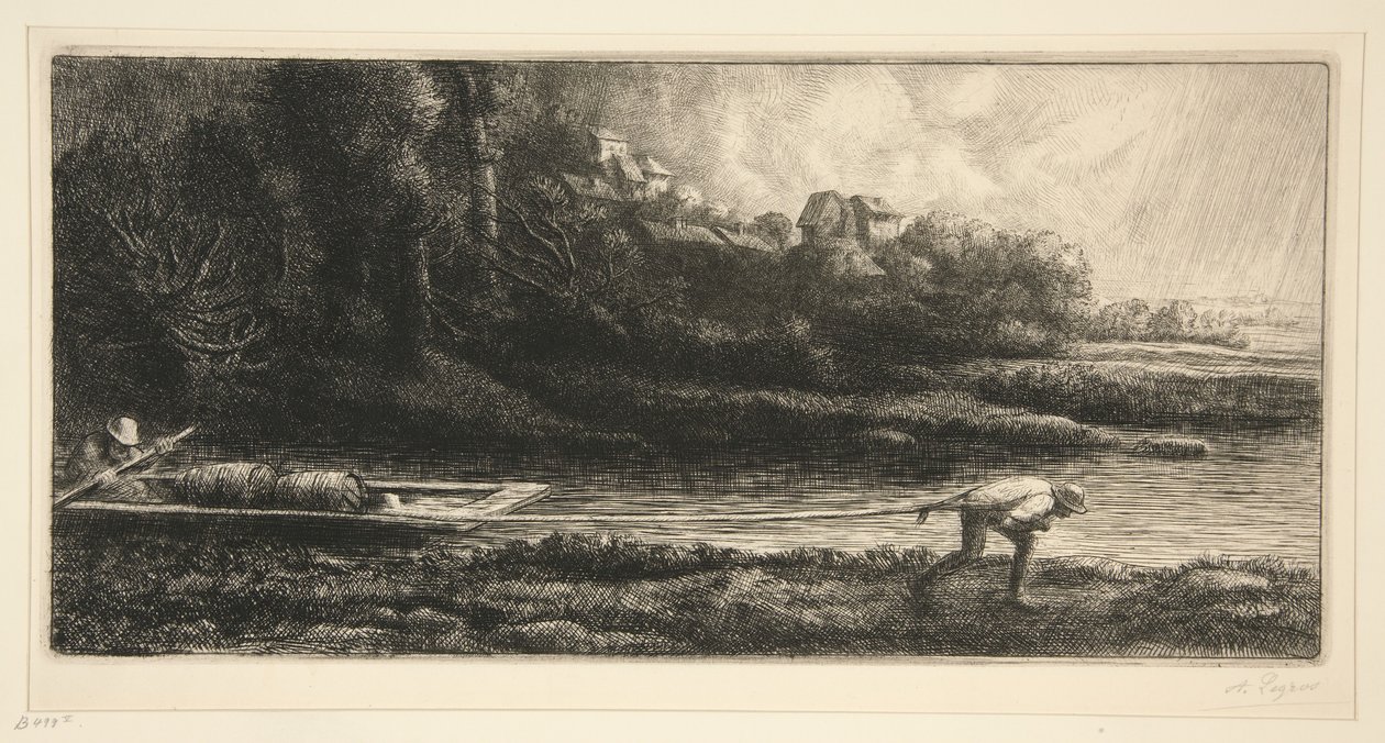 Landskap i en båt av Alphonse Legros