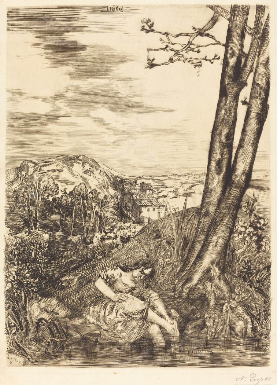 Bonde som tvättar hennes fötter av Alphonse Legros