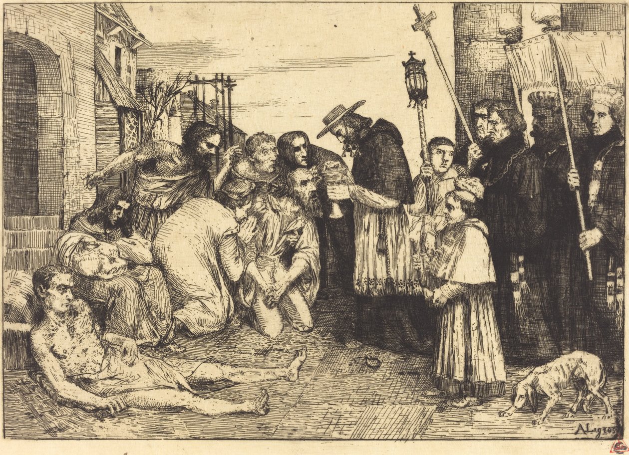 Pestoffer i Rom (Les pestiferes de Rome) av Alphonse Legros