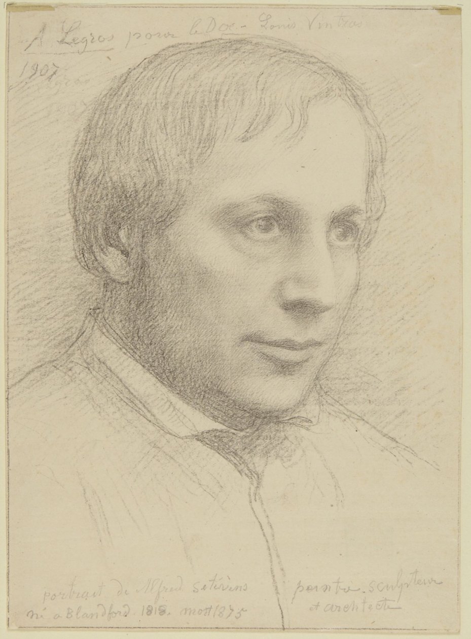 Porträtt av Alfred Stevens (huvud) av Alphonse Legros