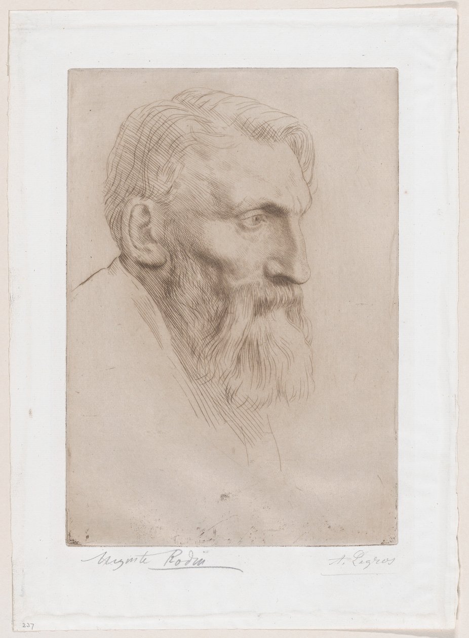 Porträtt av Auguste Rodin av Alphonse Legros