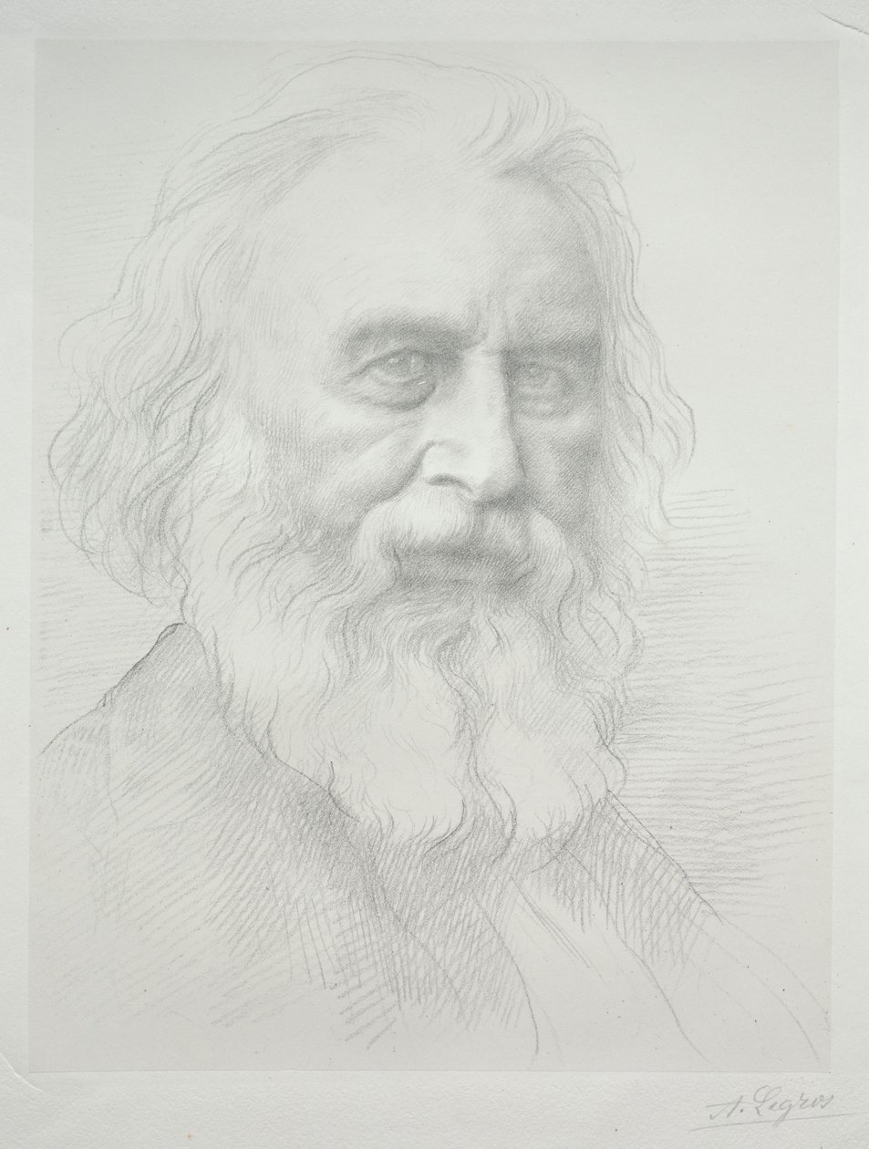 Porträtt av Henry Wadsworth Longfellow 2:a plattan. av Alphonse Legros