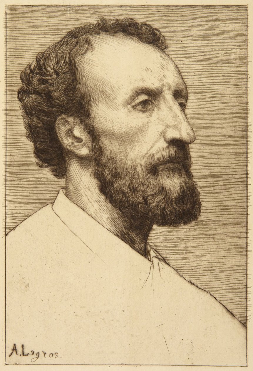 Porträtt av J. Dalou av Alphonse Legros