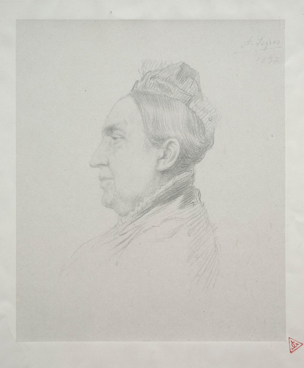 Porträtt av Madame Kemp i Profile 2nd Plate. av Alphonse Legros