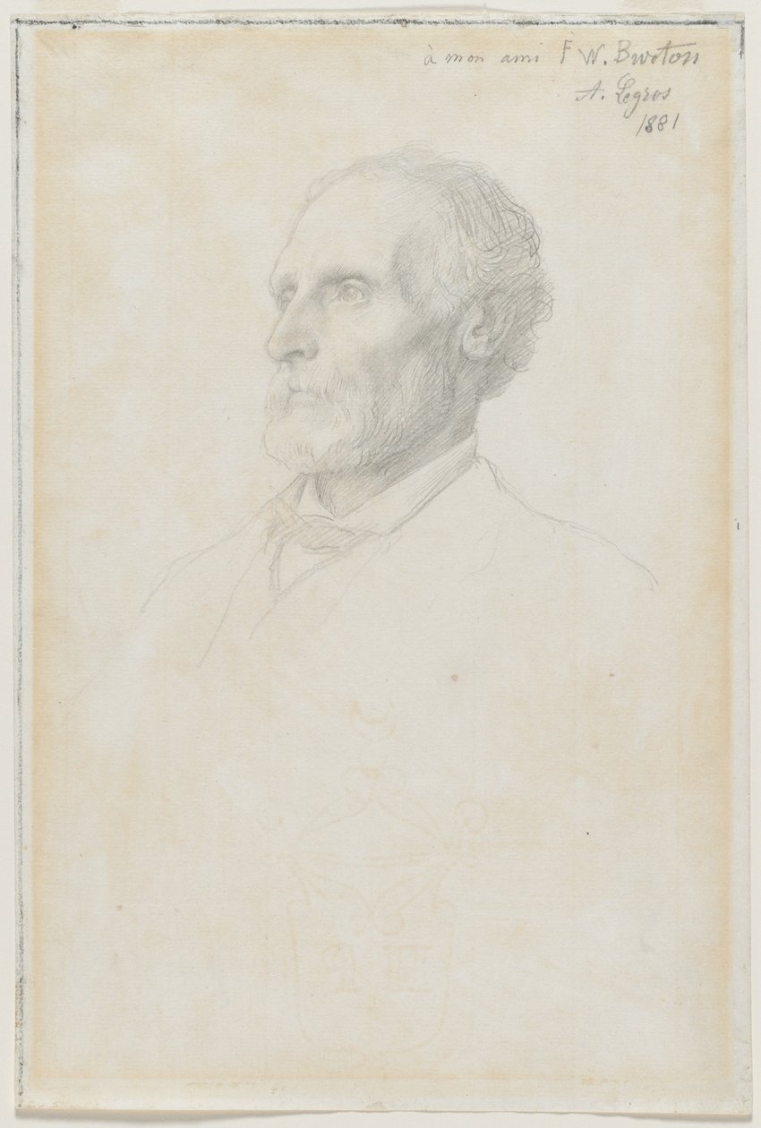 Porträtt av Sir Frederick W. Burton, chef för National Gallery, London av Alphonse Legros