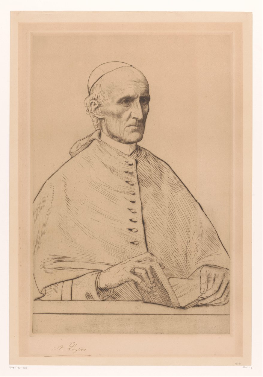 Porträtt av kardinal Henry Eduard Manning, ärkebiskop av Westminster av Alphonse Legros