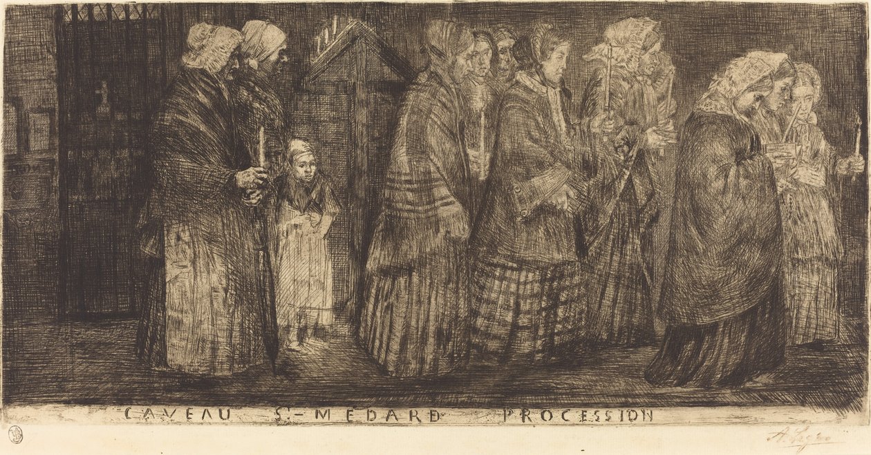 Procession i graven av Saint Medard av Alphonse Legros
