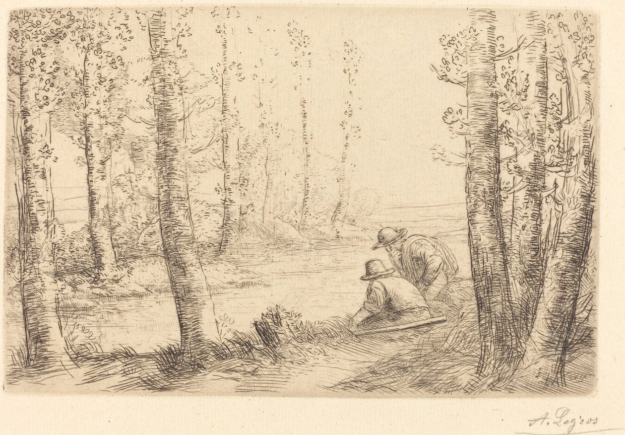 Vila längs floden Repos au bord de la riviere. av Alphonse Legros