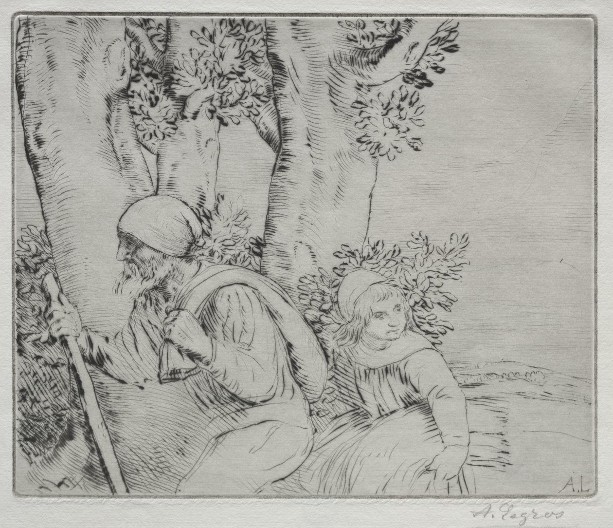 Återvända från fältet (Le Retour des Champs-2nd Plate) av Alphonse Legros