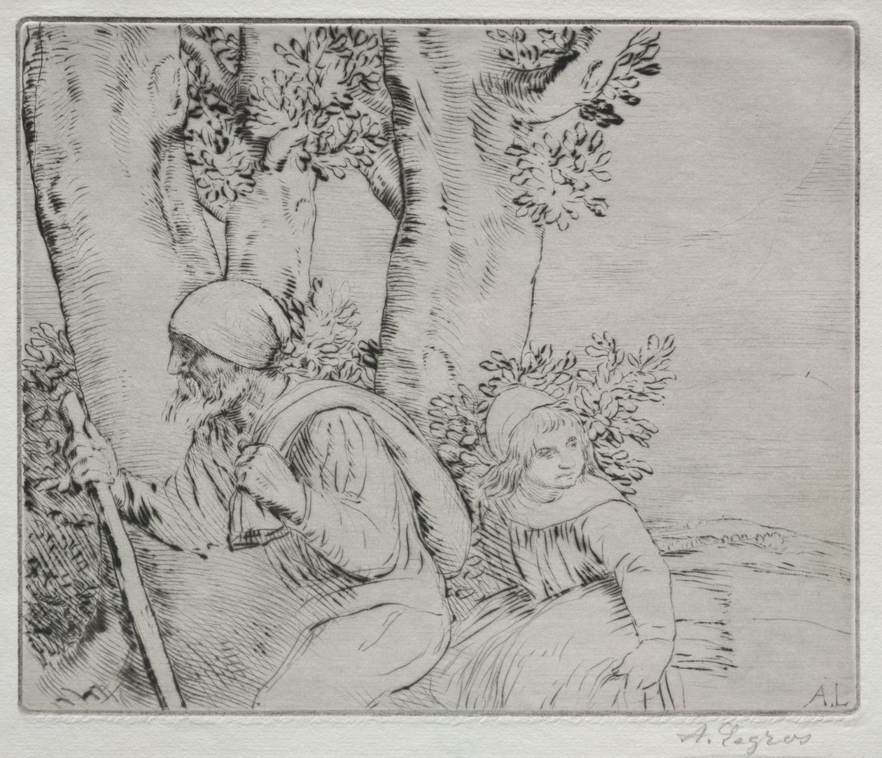 Återvända från fältet (Le Retour des Champs-2nd Plate) av Alphonse Legros