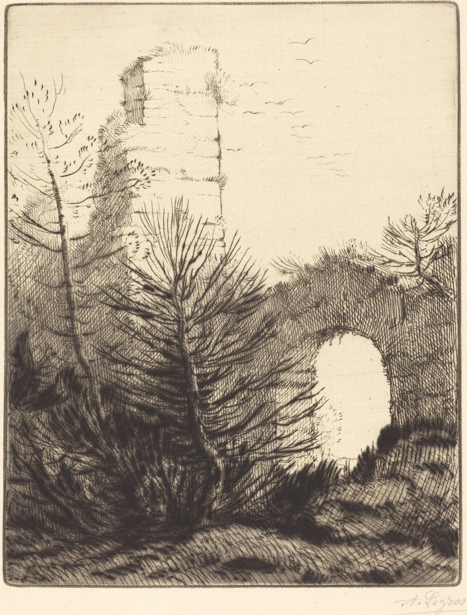 Ruinerna av ett kloster Les ruines du monastere. av Alphonse Legros
