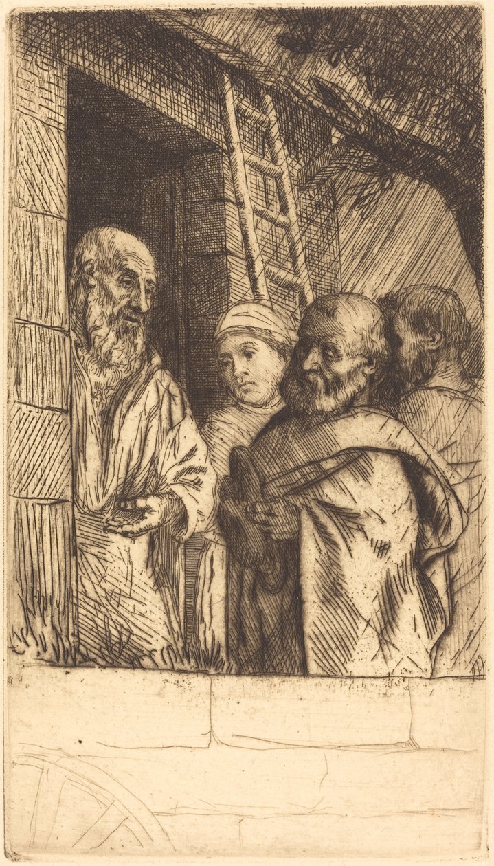 Saint Peter och Saint Paul vid dörren till Bonhomme Misere av Alphonse Legros