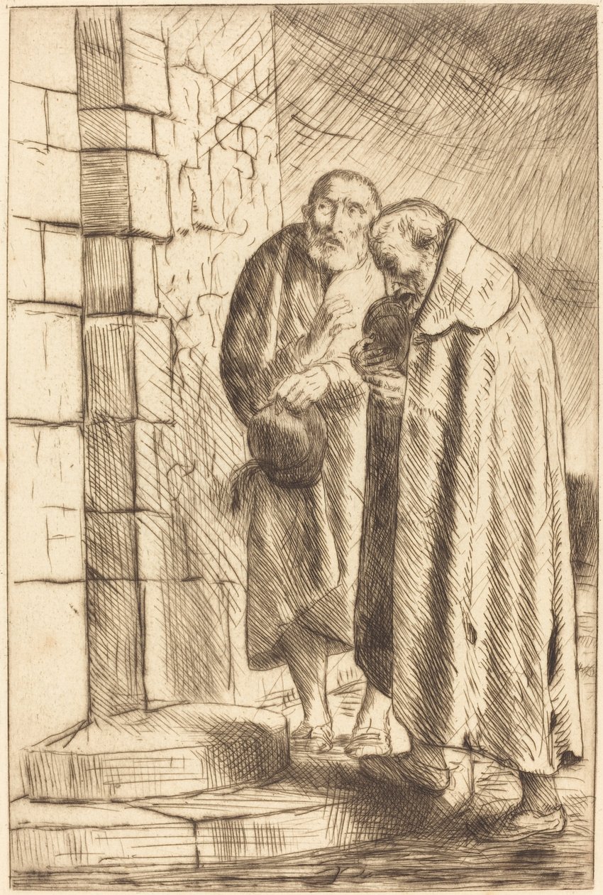 Sankt Peter och Sankt Paulus i M. Richards dörr (St. Pierre et St. Paul a la porte de M. Richard av Alphonse Legros