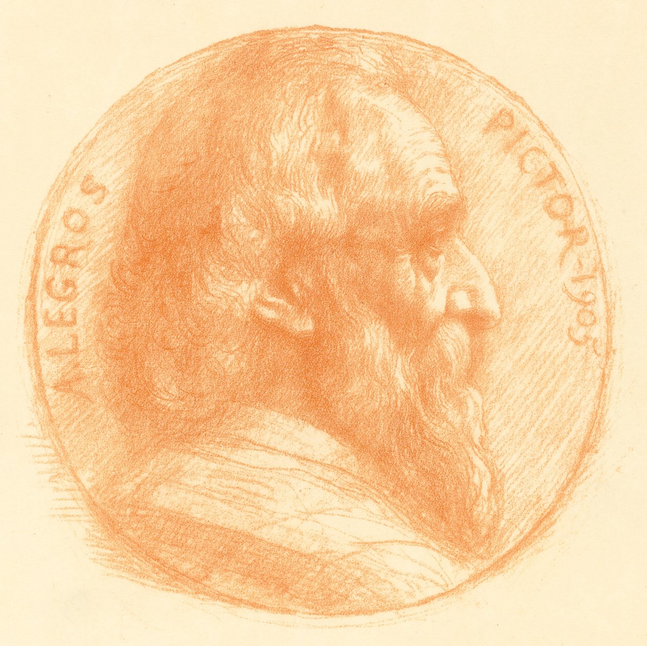 Självporträtt, Medaljong, nr 2, 11:e plattan av Alphonse Legros
