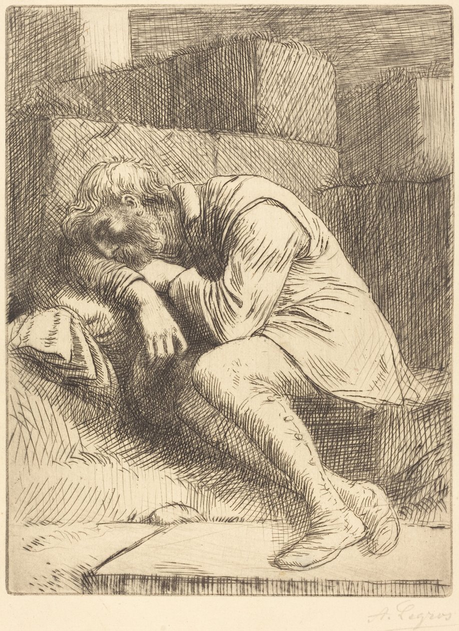 Sleeping Beggar (Den sovande tiggaren) av Alphonse Legros