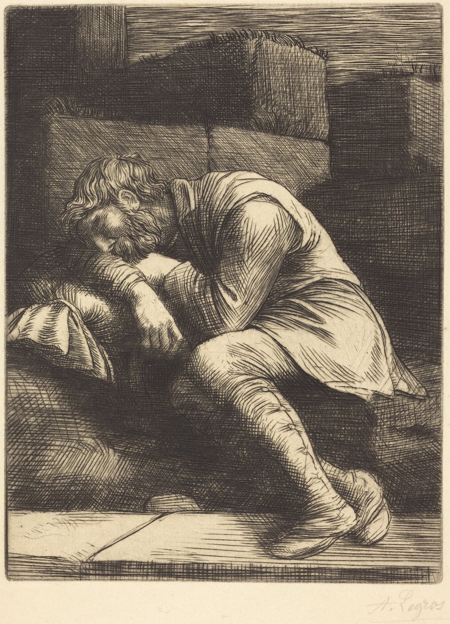 Sleeping Beggar (Den sovande tiggaren) av Alphonse Legros