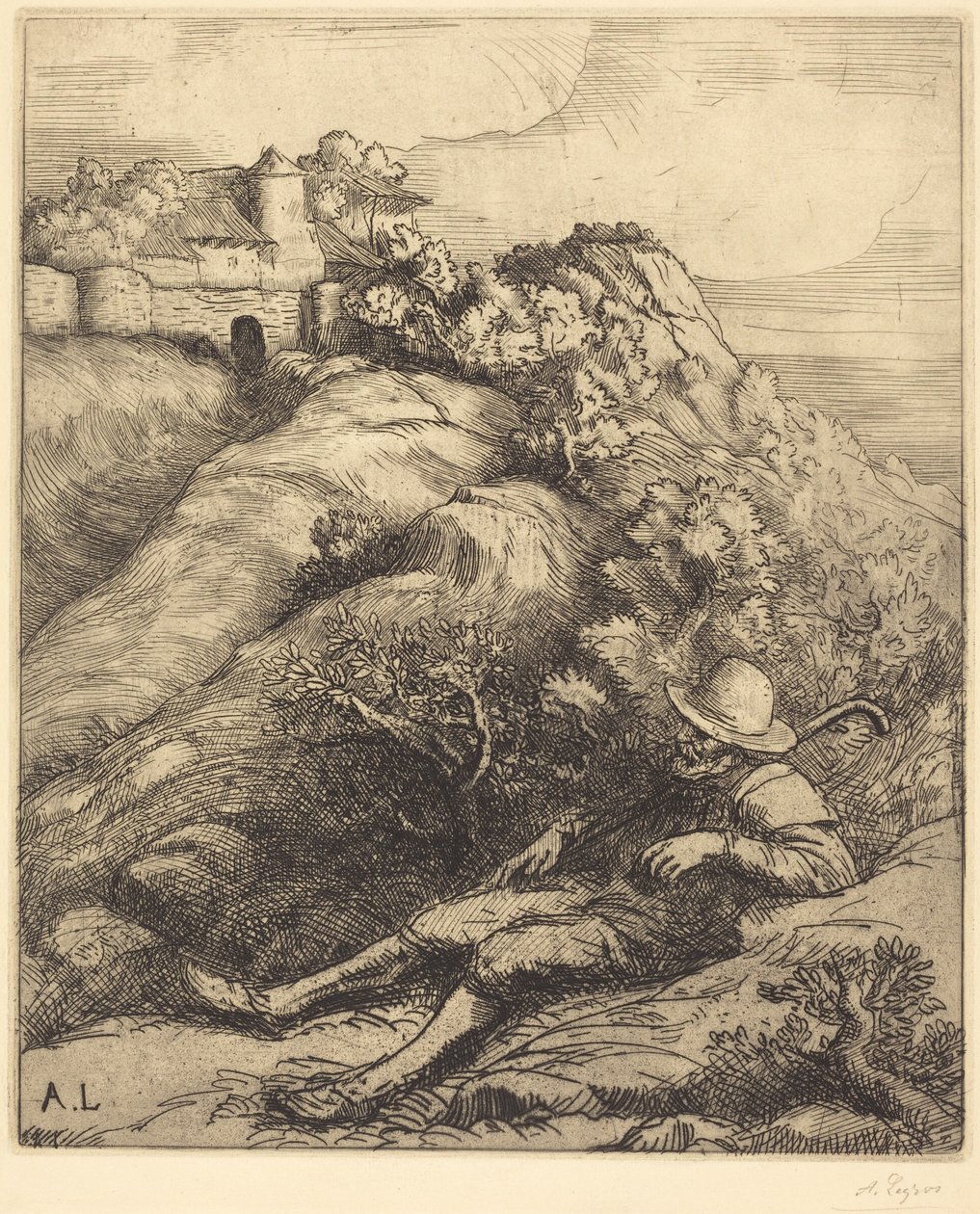 Sleeping Shepherd (Herdens vila) av Alphonse Legros