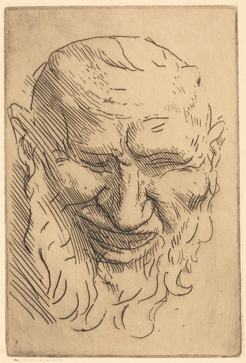Liten satyrmask av Alphonse Legros
