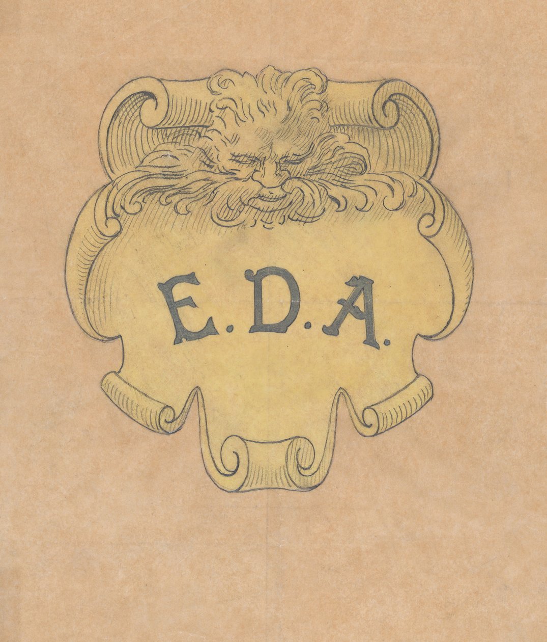 Studera för en namnskylt i brons för Edward D. Adams, ca. 1892. av Alphonse Legros