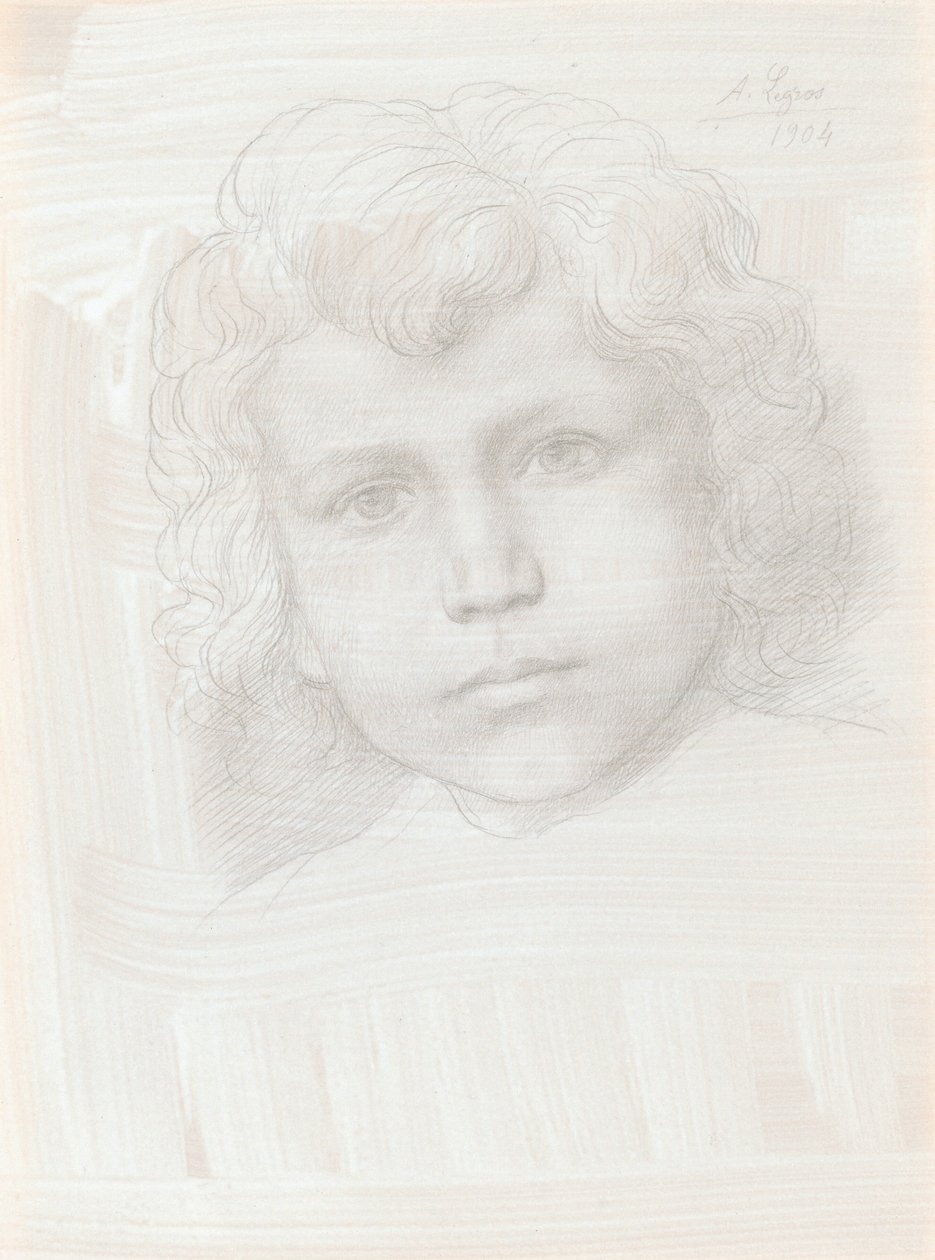 Studie av Cupid Head of a Girl, 1904. av Alphonse Legros