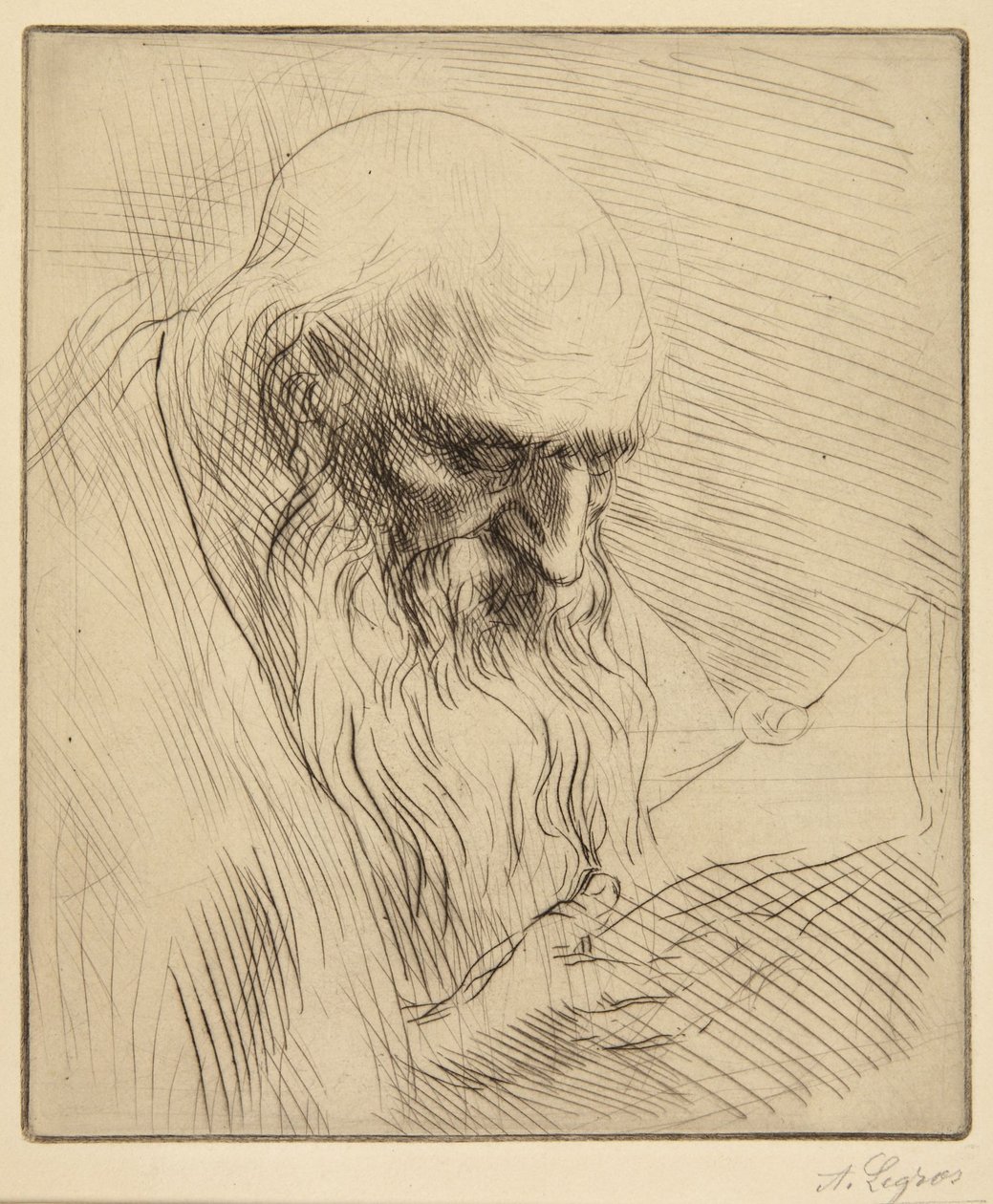 Studie av ”Den läsande gamle mannen” av Alphonse Legros
