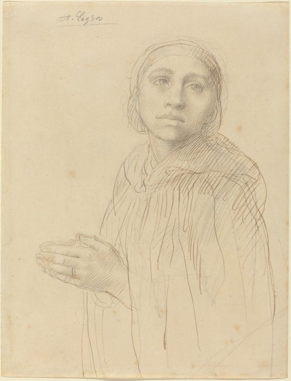 Studie av kvinna som ber av Alphonse Legros