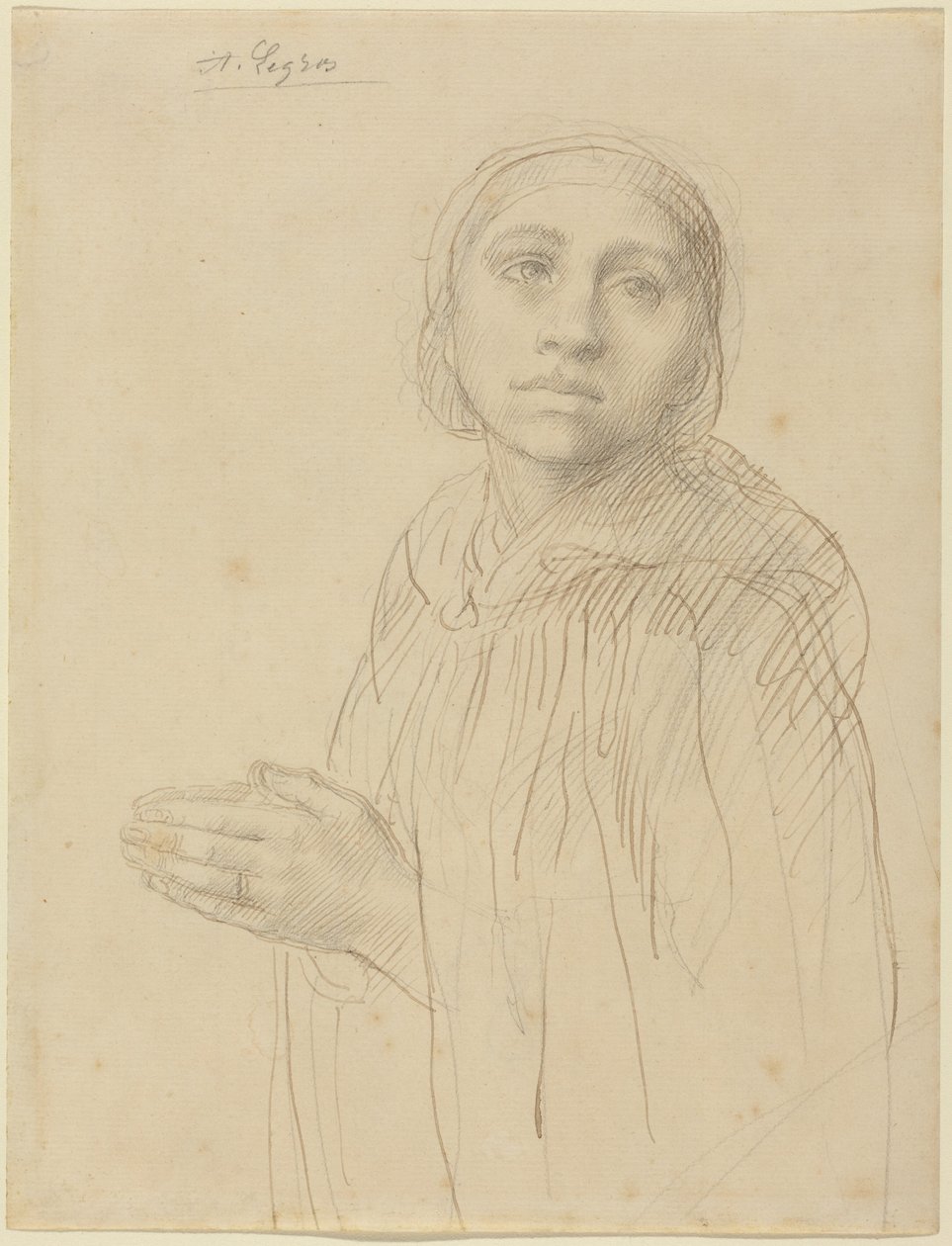 Studie av en bedjande kvinna av Alphonse Legros
