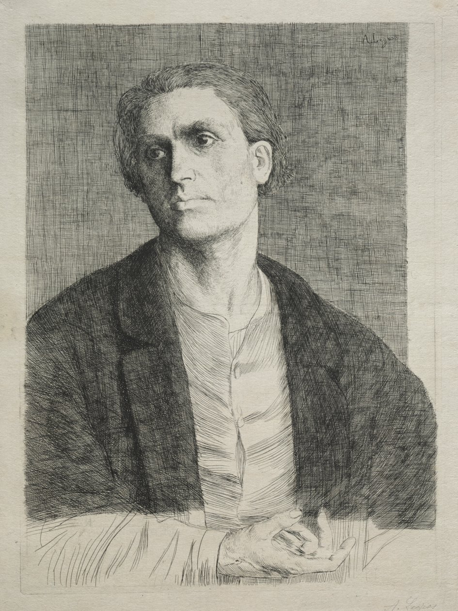 Studie av en mans huvud av Alphonse Legros