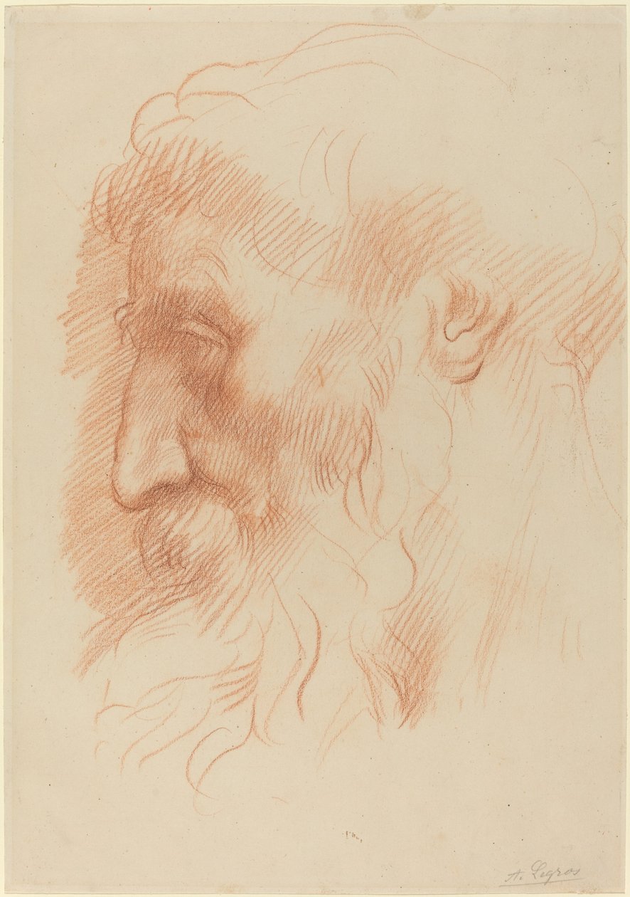 Studie av en mans huvud [recto] av Alphonse Legros