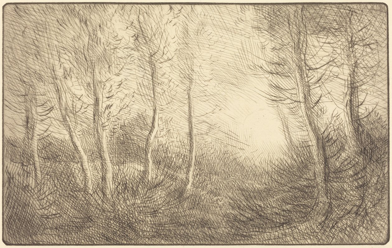 Soluppgång, skogarna i Clamard av Alphonse Legros
