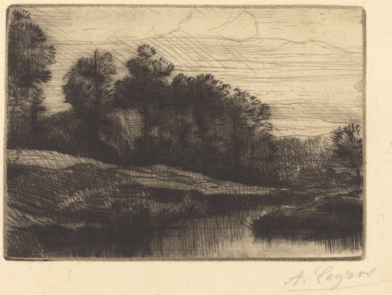 Solnedgång (kväll (solnedgång)) av Alphonse Legros