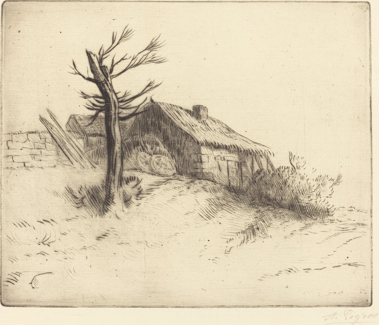 Stuga med halmtak (Chaumiere) av Alphonse Legros