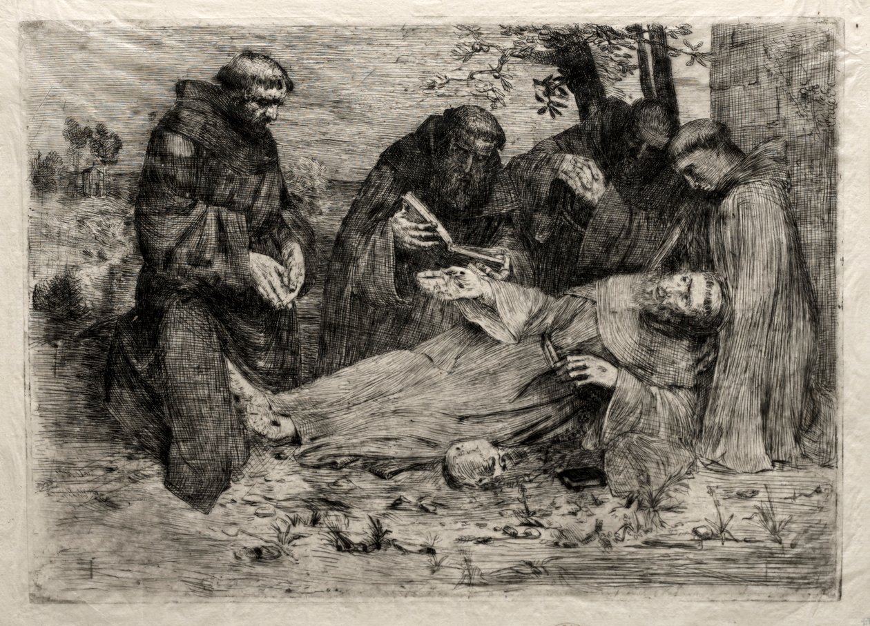 Den helige Franciskus död. av Alphonse Legros