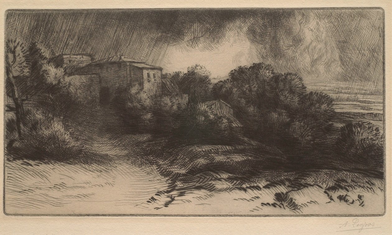 Gården vid Brieux (åskeffekt) av Alphonse Legros