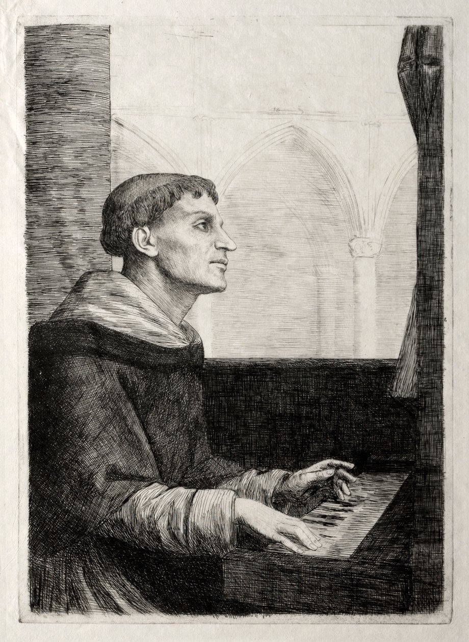 Munken vid orgeln. av Alphonse Legros