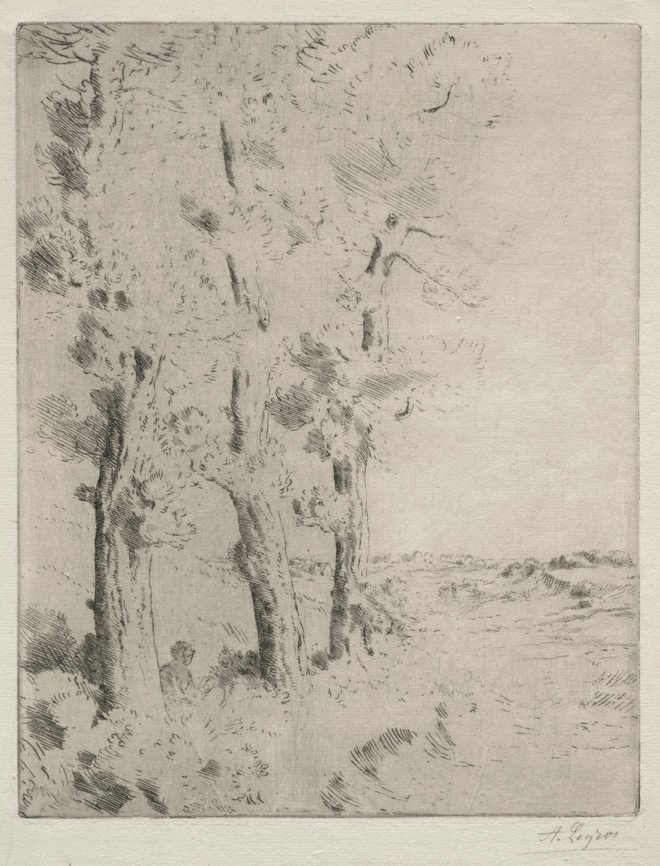 Läsaren: Föreläsningen under träden, ca. 1882. av Alphonse Legros