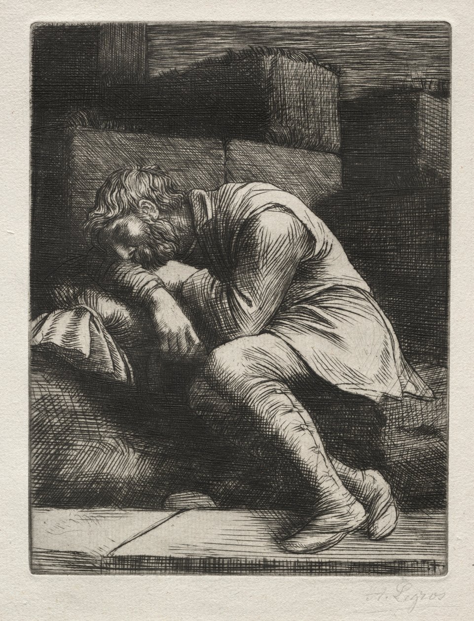 Den sovande tiggaren. av Alphonse Legros