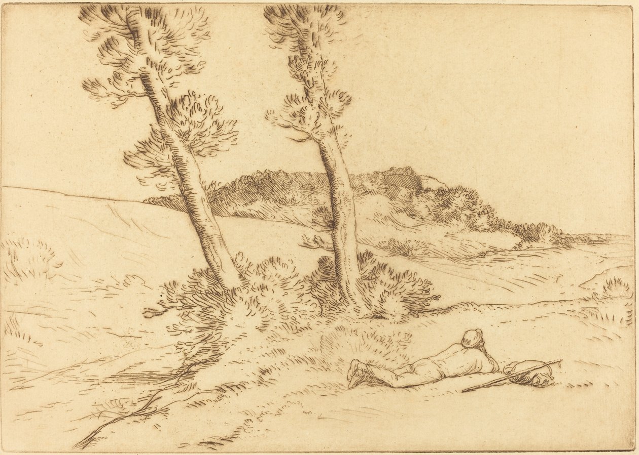 Resenär som ligger på gräset Resenären som ligger på gräset. av Alphonse Legros