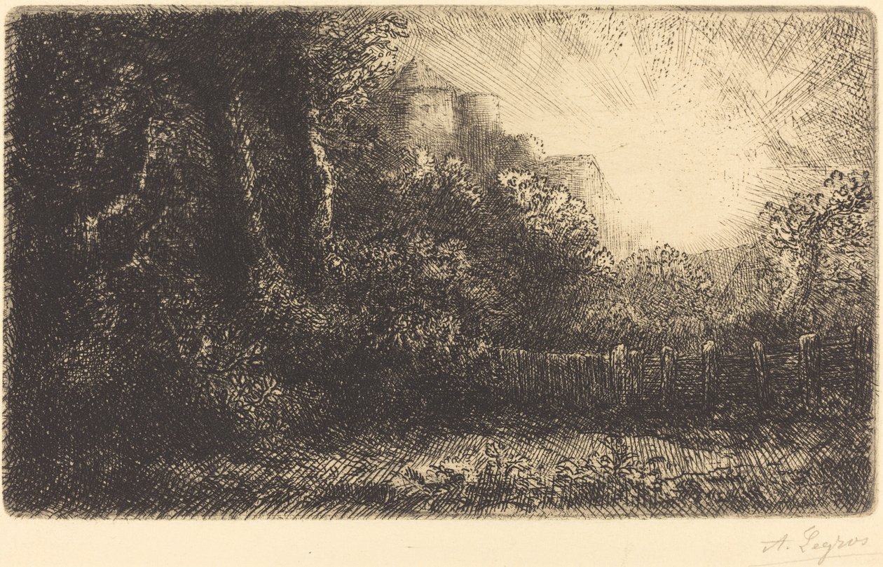 Utsikt över ett Chateau de Poillet. av Alphonse Legros