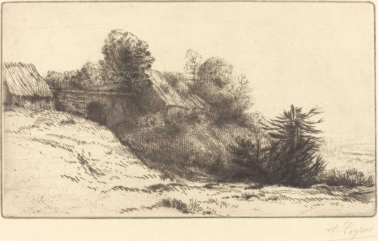 Utsikt över en gård, 2:a tallrik av Alphonse Legros