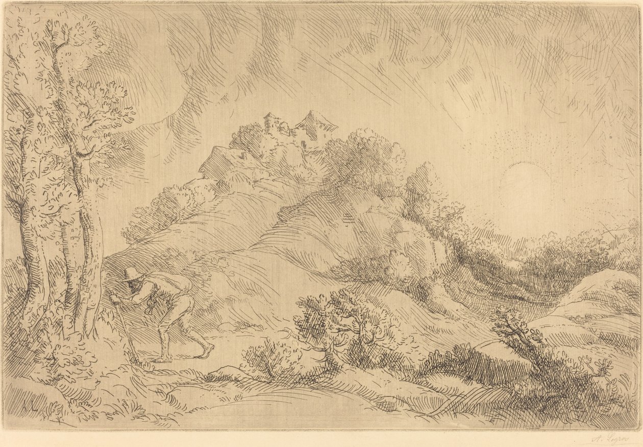 Utsikt över en gård La ferme de Beauchamp. av Alphonse Legros