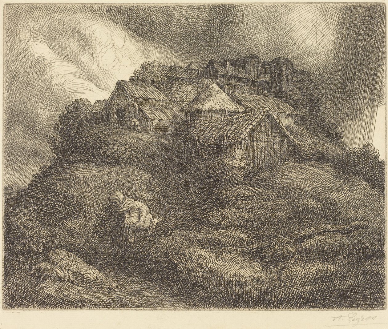 Byn Saint-Pierre under en storm av Alphonse Legros
