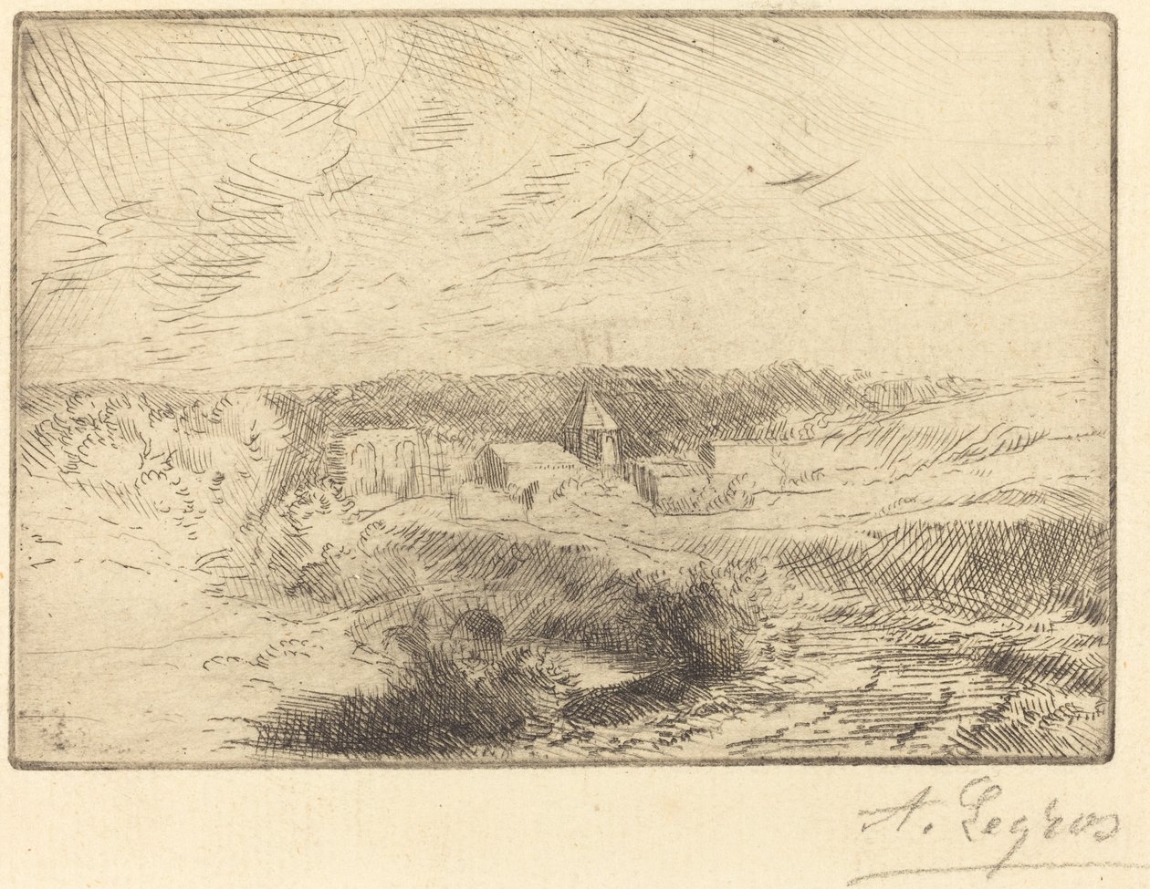Byn Wimille, nära Boulogne (Village de Wimille, pres Boulogne) av Alphonse Legros