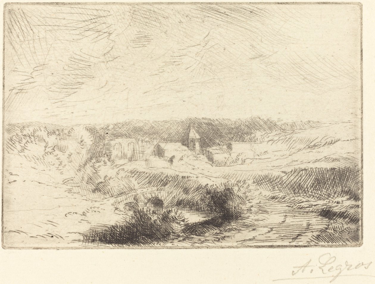 Byn Wimille, nära Boulogne Village de Wimille, pres Boulogne. av Alphonse Legros