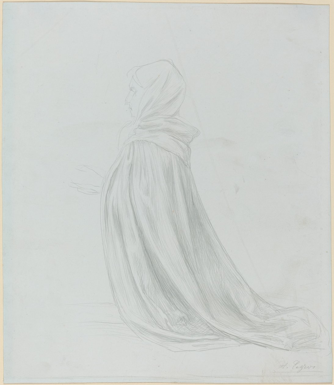 Kvinna i en mantel. av Alphonse Legros
