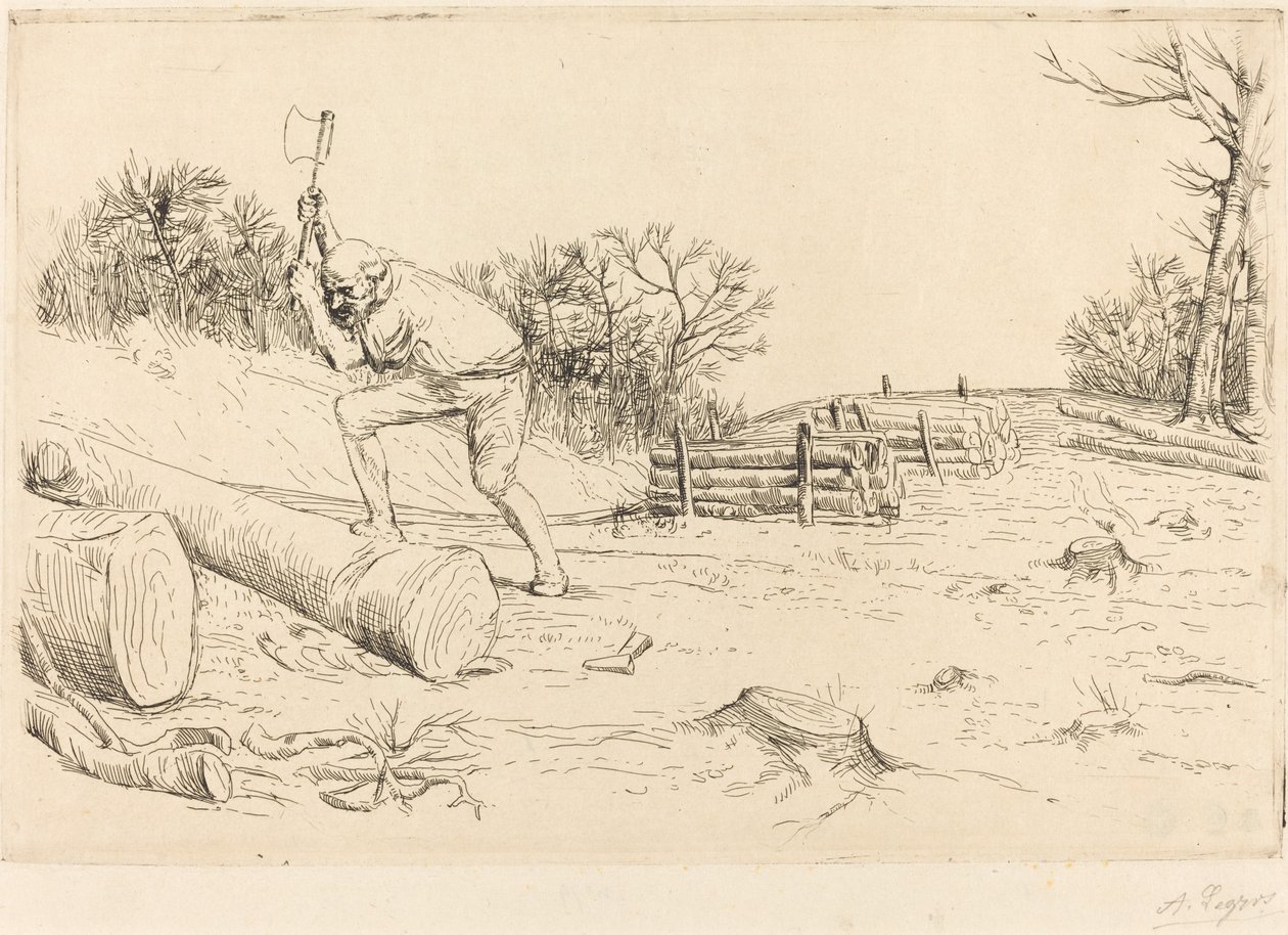 Vedhuggare Skogshuggaren. av Alphonse Legros