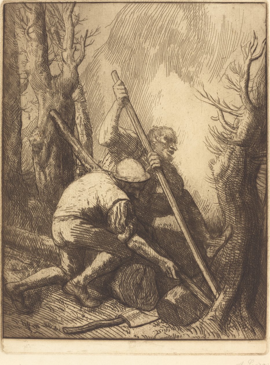 Vedhuggare, 3:e tallrik (Les bucherons) av Alphonse Legros
