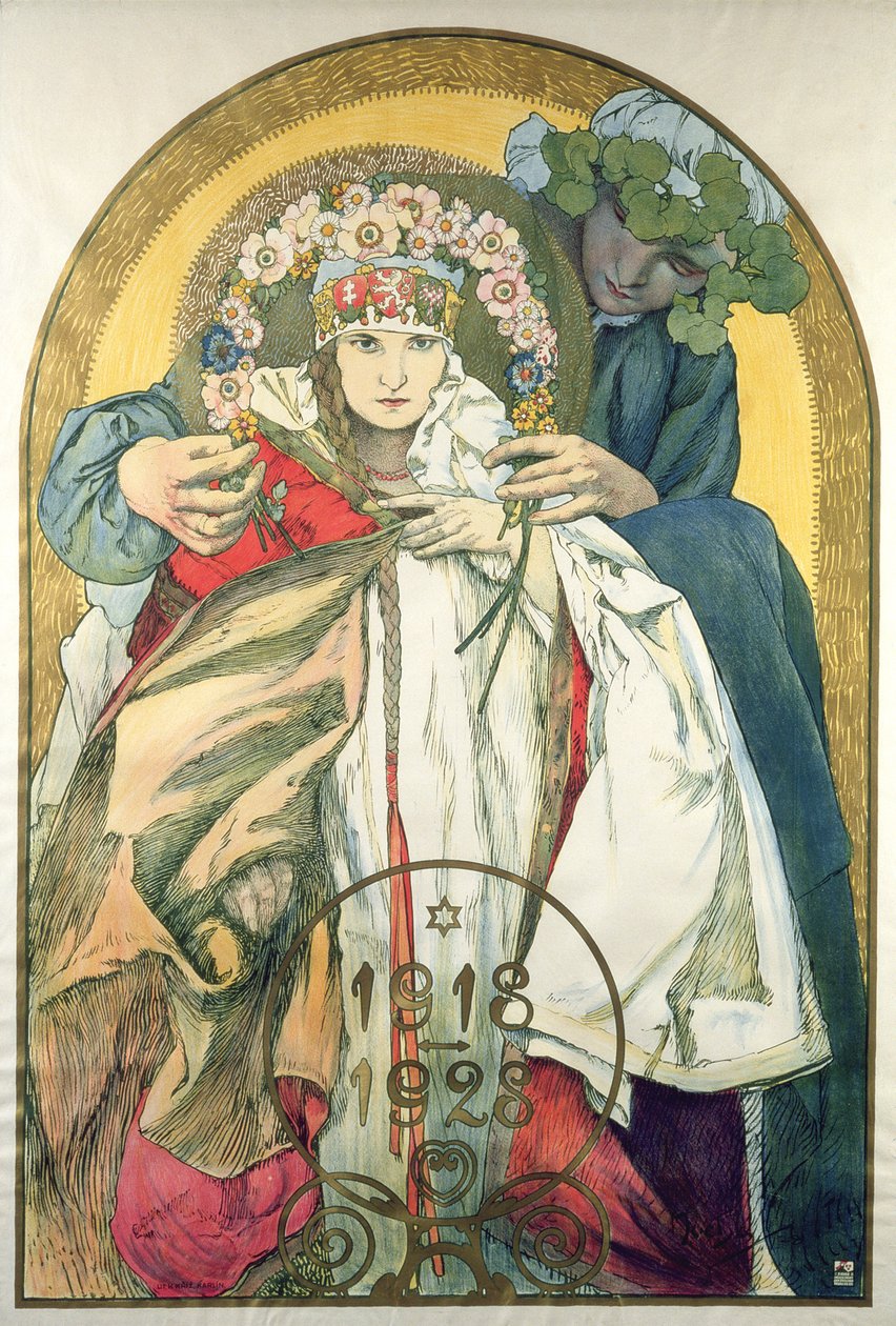 10-årsdagen av Republiken Tjeckoslovakiens självständighet av Alphonse Marie Mucha
