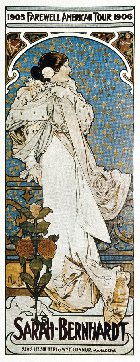 サラ・ベルナールのFarewell American Tourswedishのポスター av Alphonse Marie Mucha