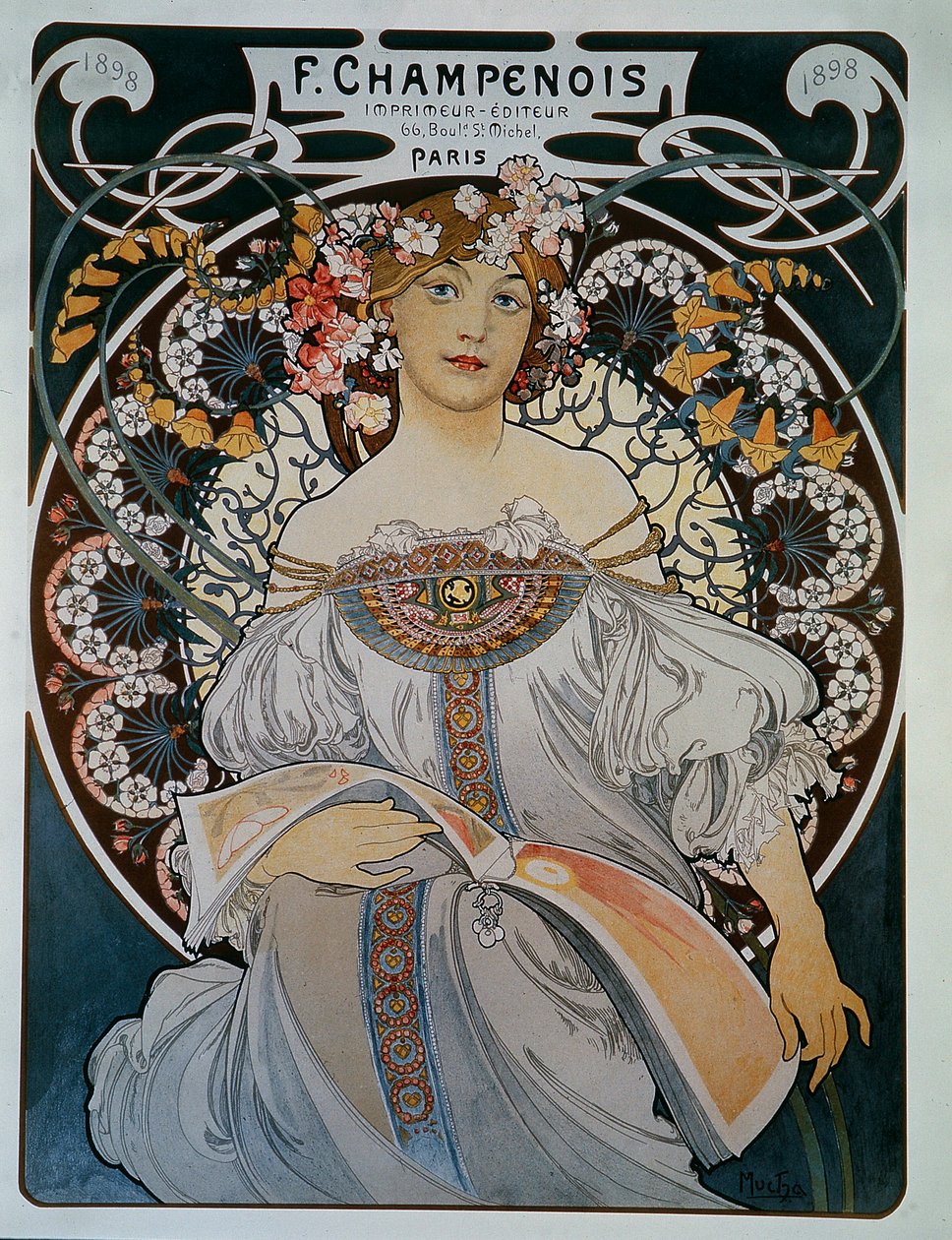Reklam för tryckeriet-förlaget F. Champenois - av Mucha av Alphonse Mucha